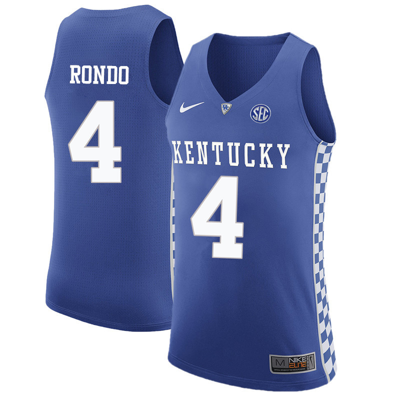 Men Kentucky Wildcats #4 Rajon Rondo College Basketball Jerseys-Blue